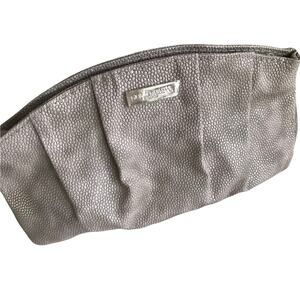 Giorgio Armani Pebbled Metallic Zip Top Travel Bag Satin Lined